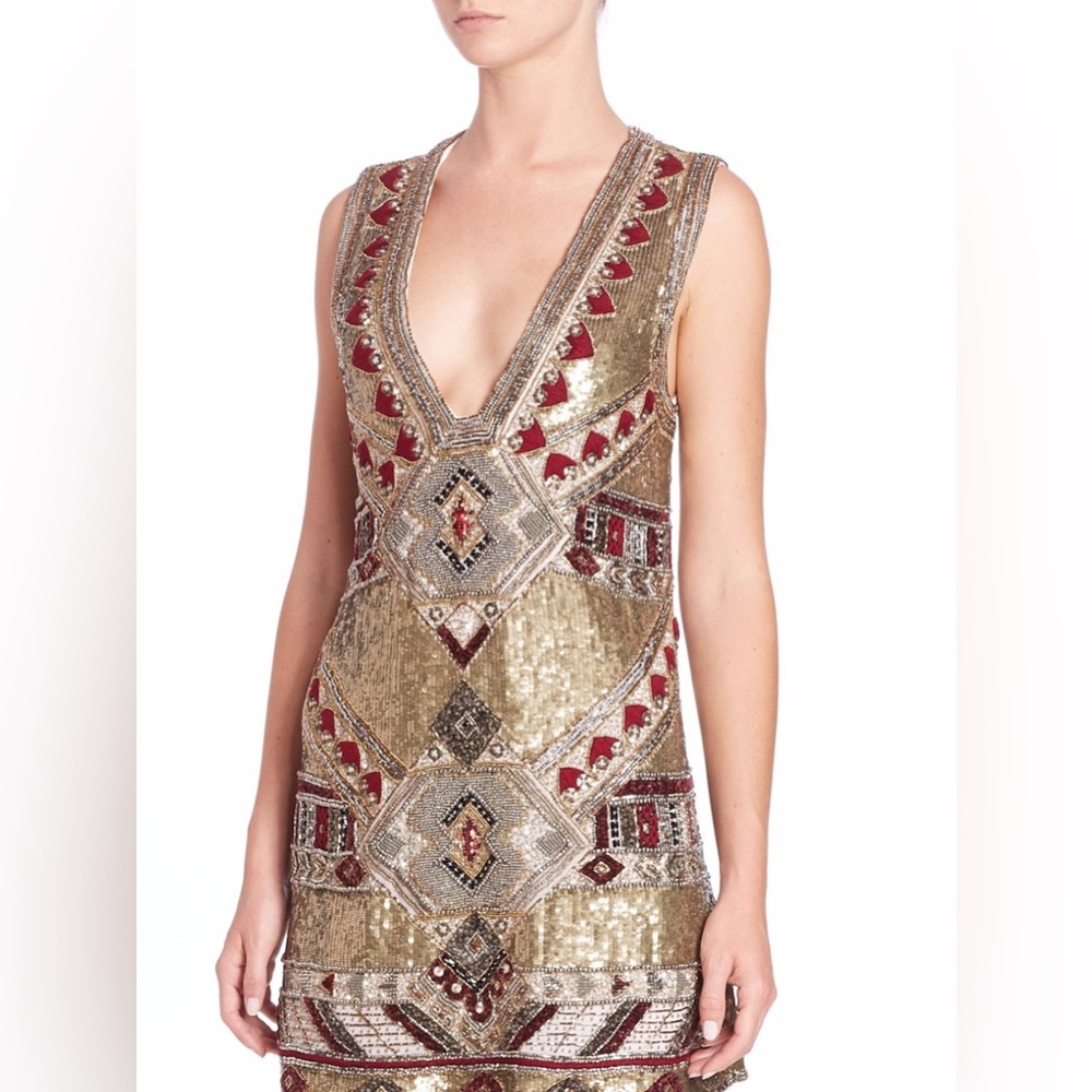 Alice + Olivia Odell Archive Gold Sequin Deco Dress - Picture 5 of 10